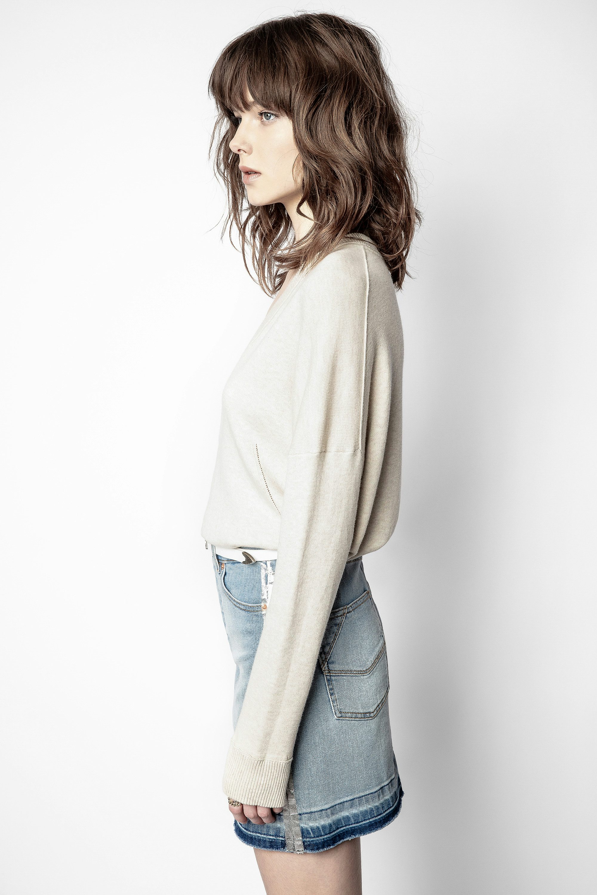 Pull Brumy - Pull beige en coton  biologique femme.